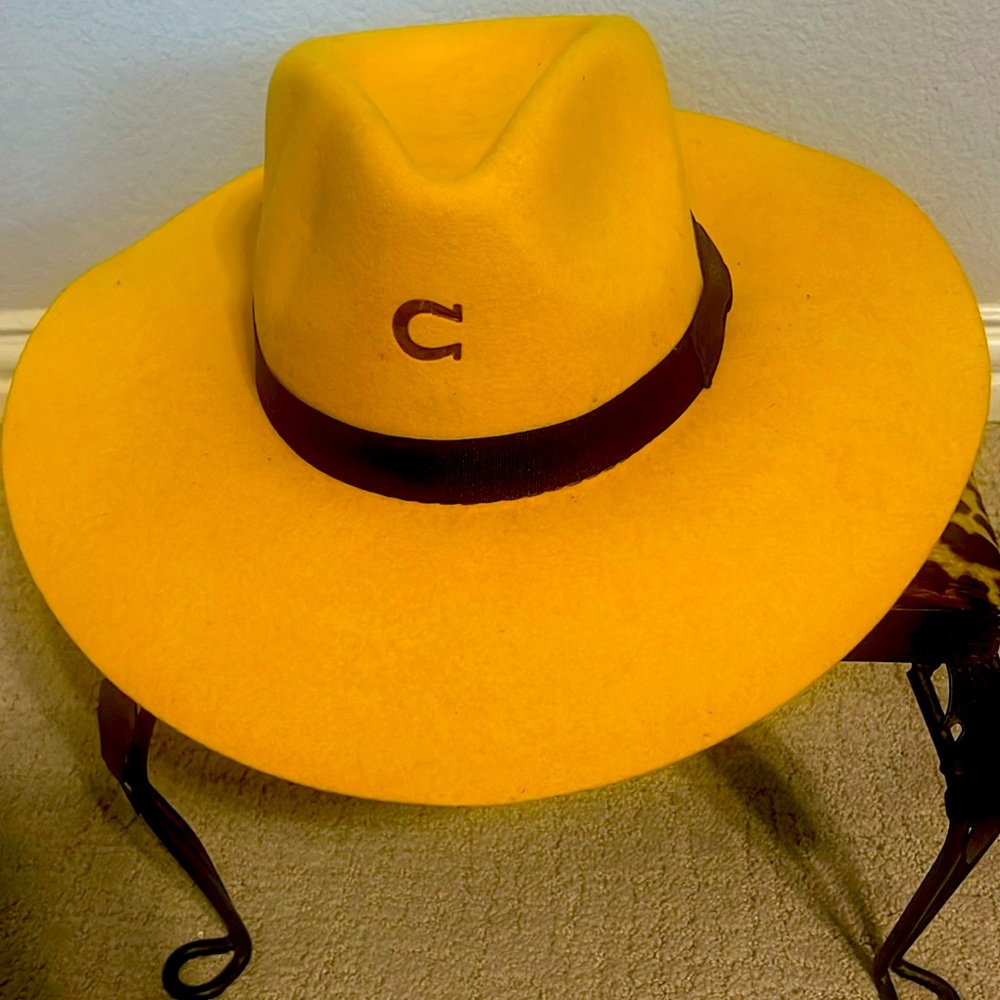 Charlie 1 Horse Yellow Felt Hat. Wore once